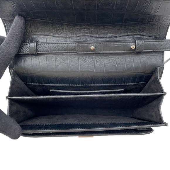 Saint Laurent Paris Satchel Embossed 2way Shoulder Bag Black - Picture 6 of 16